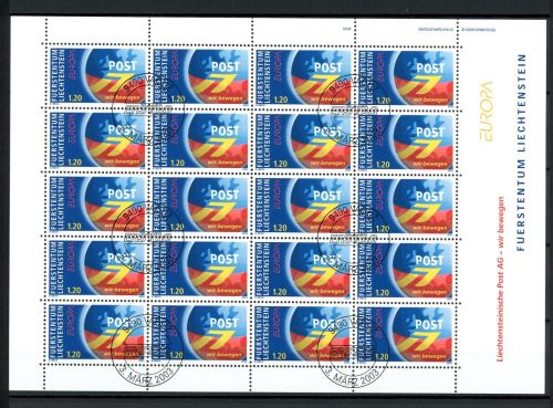 Liechtenstein 1310 gestempelt mit Ersttagsstempel als Kleinbogen #JV198