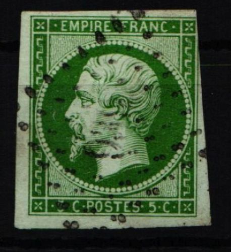 Frankreich 11 b gestempelt oben rechts berührt, sonst breitrandig #KH062