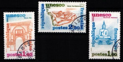 Frankreich Dienstmarken Unesco 24-26 gestempelt