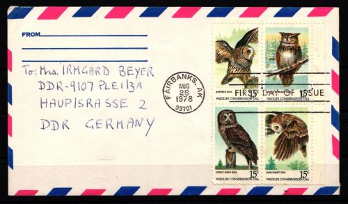 USA 1358-1361 gestempelt als FDC, Eulen #KJ819