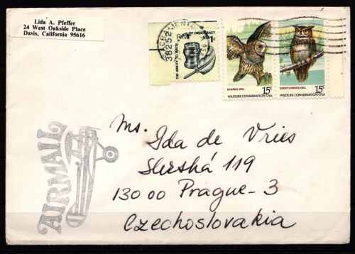 USA 1360-1361 gestempelt auf Brief, Eulen #KJ823