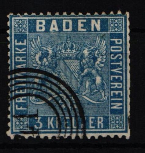Baden 10 gestempelt leichte Zähnungsmängel rechts #KI401