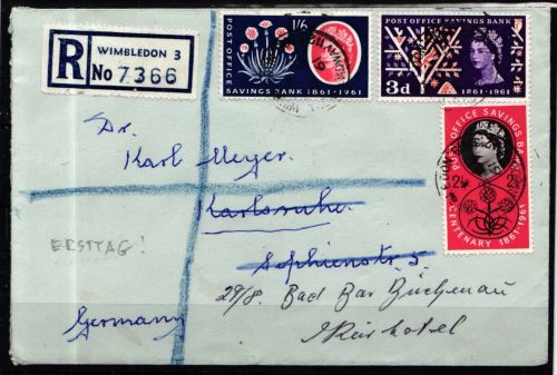 Großbritannien 343-345 gestempelt auf Brief, Eulen #KJ981
