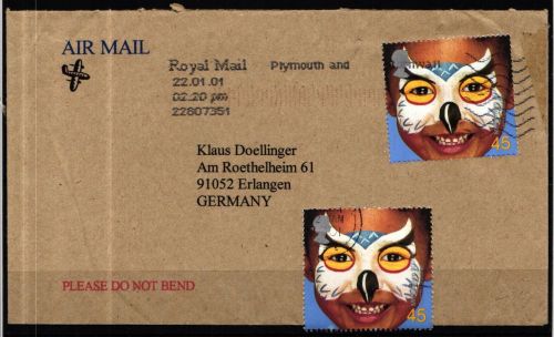 Großbritannien 1907 gestempelt auf Brief, Eulen #KJ989