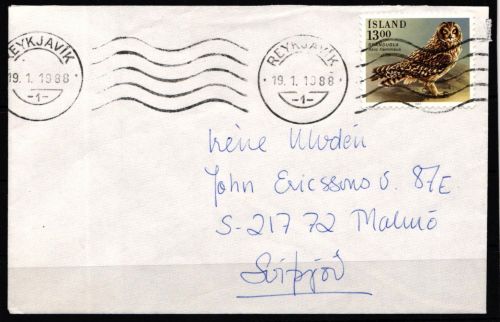 Island 668 gestempelt auf Brief, Eulen #KJ224