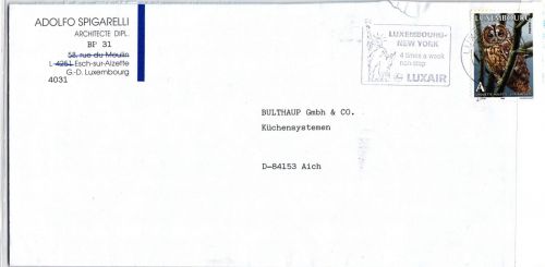 Luxemburg 1466 gestempelt auf Brief, Eulen #KJ242