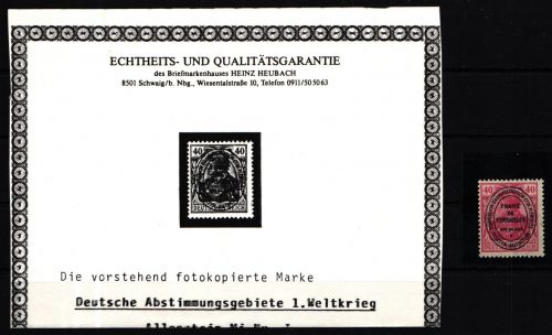 Deutsche Abstimmungsgebiete Allenstein I postfrisch Echtheitsgarantie #KL121