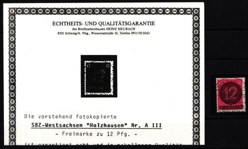 SBZ A III gestempelt Echtheitsgarantie #KL122
