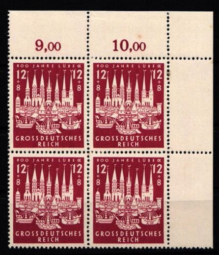 Deutsches Reich 862 postfrisch 4er Block vom Eckrand #KL541