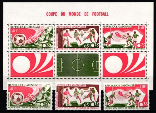 Gabun 540-542 und Block 27 postfrisch Fußball #KO247