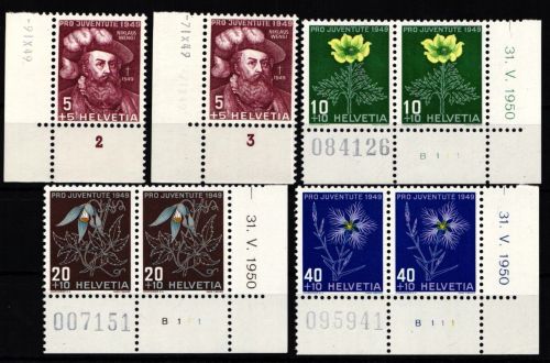 Schweiz 541-544 postfrisch Eckrand Formnummer Bogenzähler #KP363