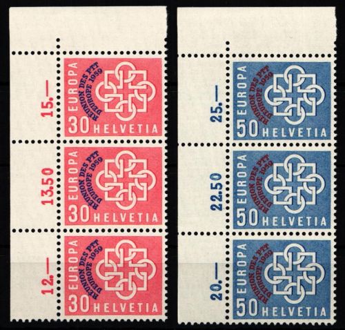 Schweiz 681-682 postfrisch Eckrand Dreierstreifen #KP436