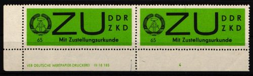 DDR Dienstmarken Zustellungsurkunde 2x DV postfrisch geprüft Schönherr #KR287