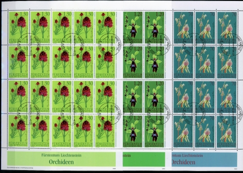 Liechtenstein Kleinbogen 1301-1303 gestempelt Blumen, Blüten #JG514