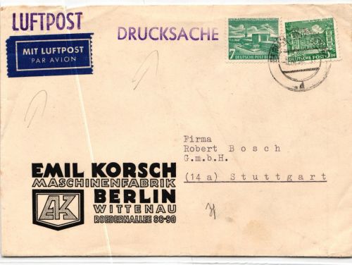 Berlin 44, 121 auf Brief als Mischfrankatur portogerecht #KQ254
