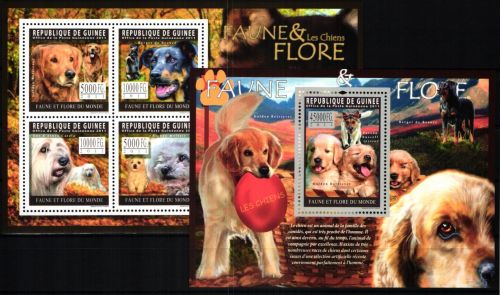 Guinea Block 1948 + 8334-8337 postfrisch als ZD-Bogen, Hunde #JV955
