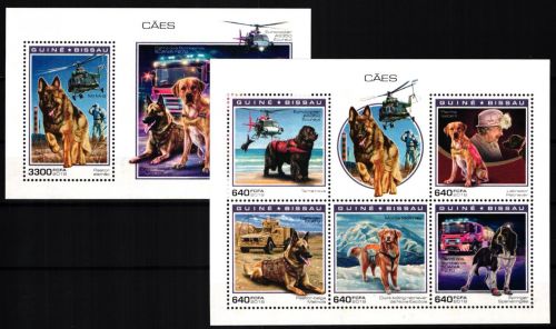 Guinea Bissau Block 1776 + 10323-10327 postfrisch als ZD-Bogen, Hunde #JV970