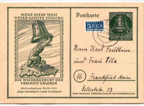 Berlin P 25 als Ganzsache gelaufen #KT633