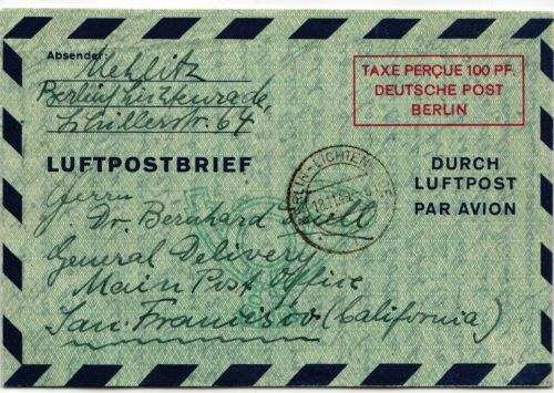 Berlin LF 1 II als Ganzsache gelaufen in die USA #KT653