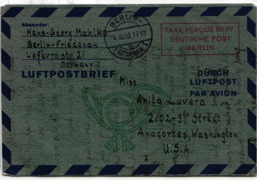 Berlin LF 2b III als Ganzsache gelaufen in die USA #KT654
