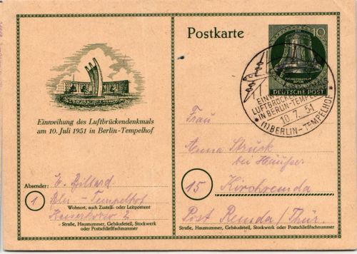 Berlin P 25 als Ganzsache gelaufen #KT684