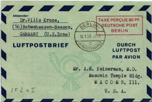 Berlin LF 2aI als Ganzsache gelaufen in die USA #KT689