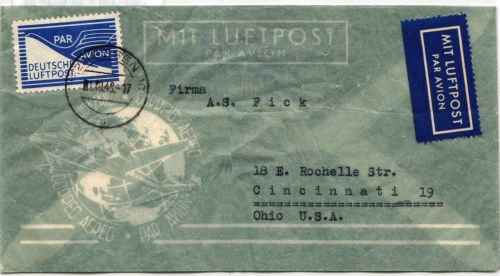 Bi-Zone Flugpost 1 auf Brief vom 1.10.48 #KT854