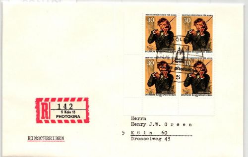 Berlin 347 auf Brief 4er Block vom Eckrand #KW123