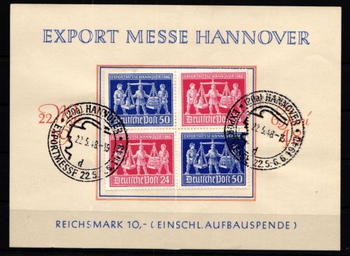 Alliierte Besetzung V Zd 1 gestempelt auf Ausstellerkarte #KU434