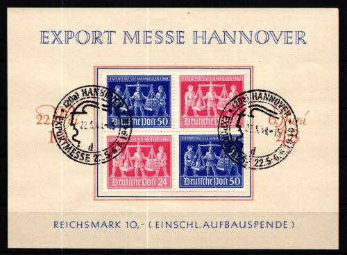 Alliierte Besetzung V Zd 1 gestempelt auf Ausstellerkarte #KU440