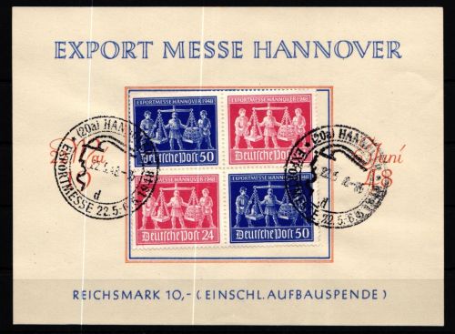 Alliierte Besetzung V Zd 1 gestempelt auf Ausstellerkarte #KU443