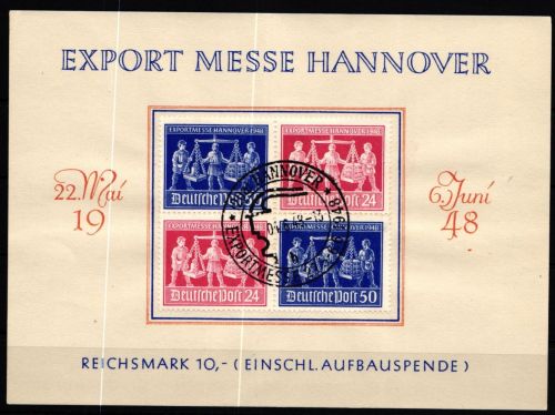 Alliierte Besetzung V Zd 1 gestempelt auf Ausstellerkarte #KU454