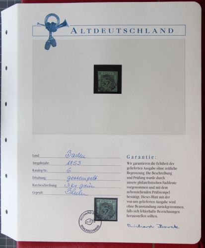Baden 6 gestempelt Borek Garantie #KS284