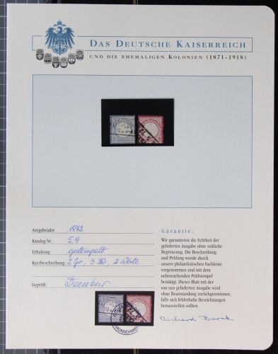 Deutsches Reich 5 und 9 gestempelt Borek Garantie #KS335