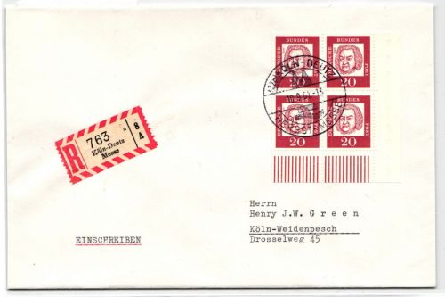 BRD Bund 352 auf Brief 2 waagerechte Paare vom Eckrand #KW704