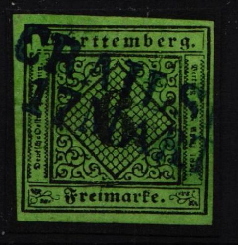 Württemberg 3 gestempelt in blau #KY471