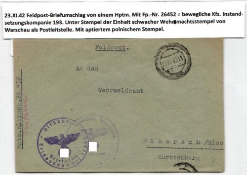 Generalgouvernement Feldpost auf Brief Feldpost Generalgouvernement #KY517