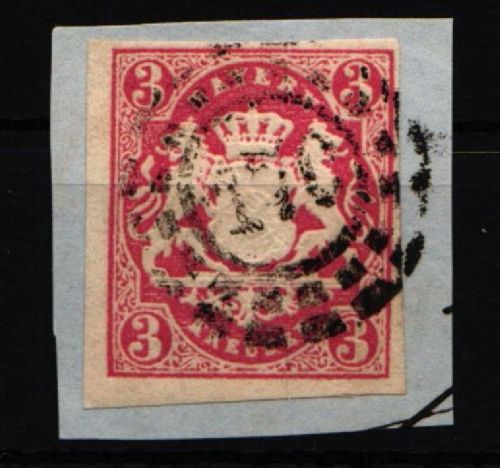 Bayern 15 gestempelt auf Briefstück #KY719