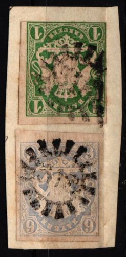 Bayern 14, 16 gestempelt auf Briefstück #NC074