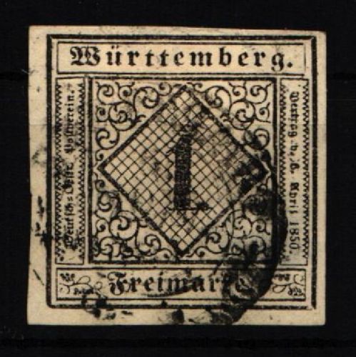 Württemberg 1 gestempelt vollrandig, etwas dünn #NA124