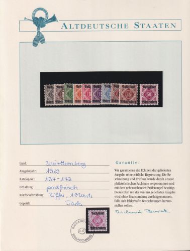 Württemberg Dienstmarken 134-143 postfrisch
