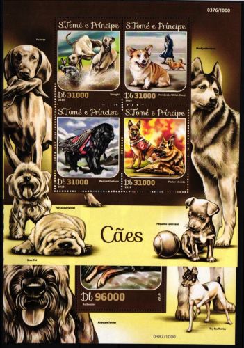 Sao Tome e Principe 6646-6649, Block 1179 postfrisch Kleinbogen / Hunde #KC172