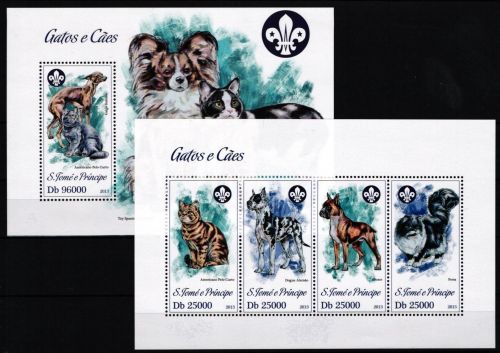 Sao Tome e Principe 5181-5184 und Block 896 postfrisch Kleinbogen / Hunde #KC184