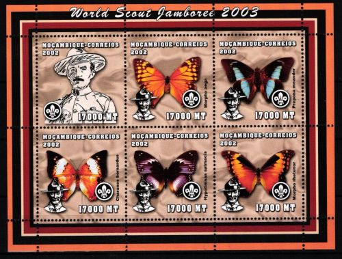 Mosambik 2458-2463 postfrisch Kleinbogen / Schmetterling #KC197