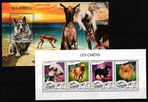 Dschibuti 2069-2072 und Block 1117 postfrisch Kleinbogen / Hunde #KC267