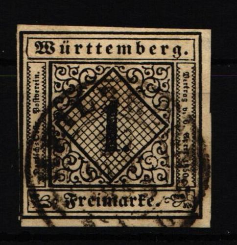 Württemberg 1 gestempelt gut geschnitten #NC944