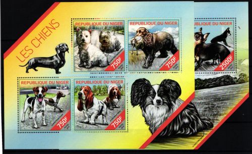 Niger 2855-2858 und Block 313 postfrisch Kleinbogen / Hunde #KC484