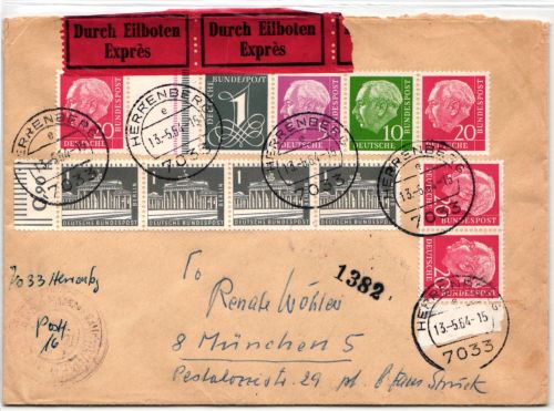 BRD Bund WZ 16 a I u.a. auf Brief als Mischfrankatur portogerecht #NB210