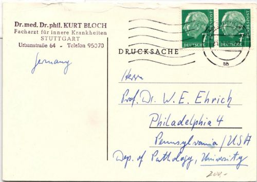 BRD Bund 302 auf Postkarte waagerechtes Paar auf Drucksache #NG115