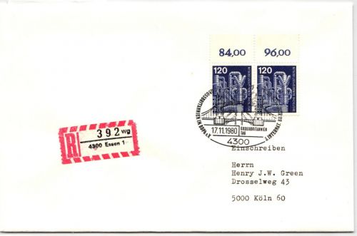Berlin 503 auf Brief als Mehrfachfrankatur vom Oberrand #NG324